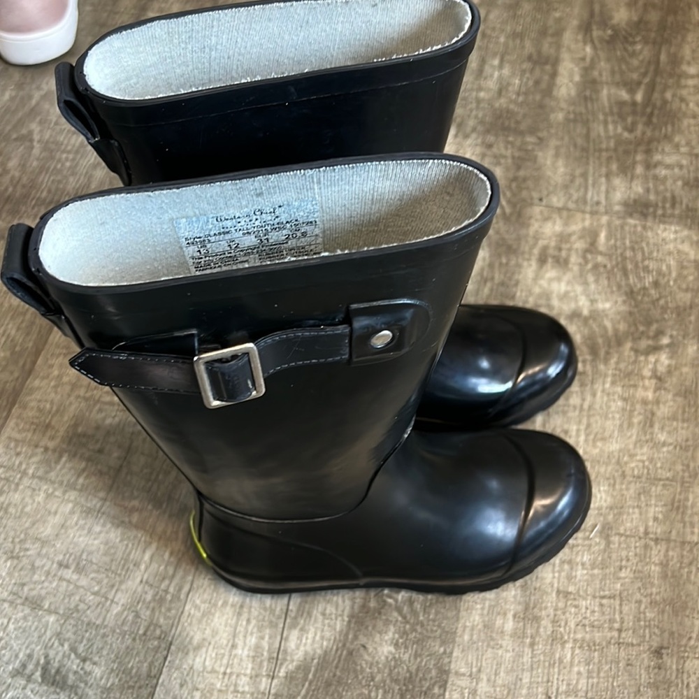 EUC YOUTH girls tall black rain boots - Picture 1 of 4